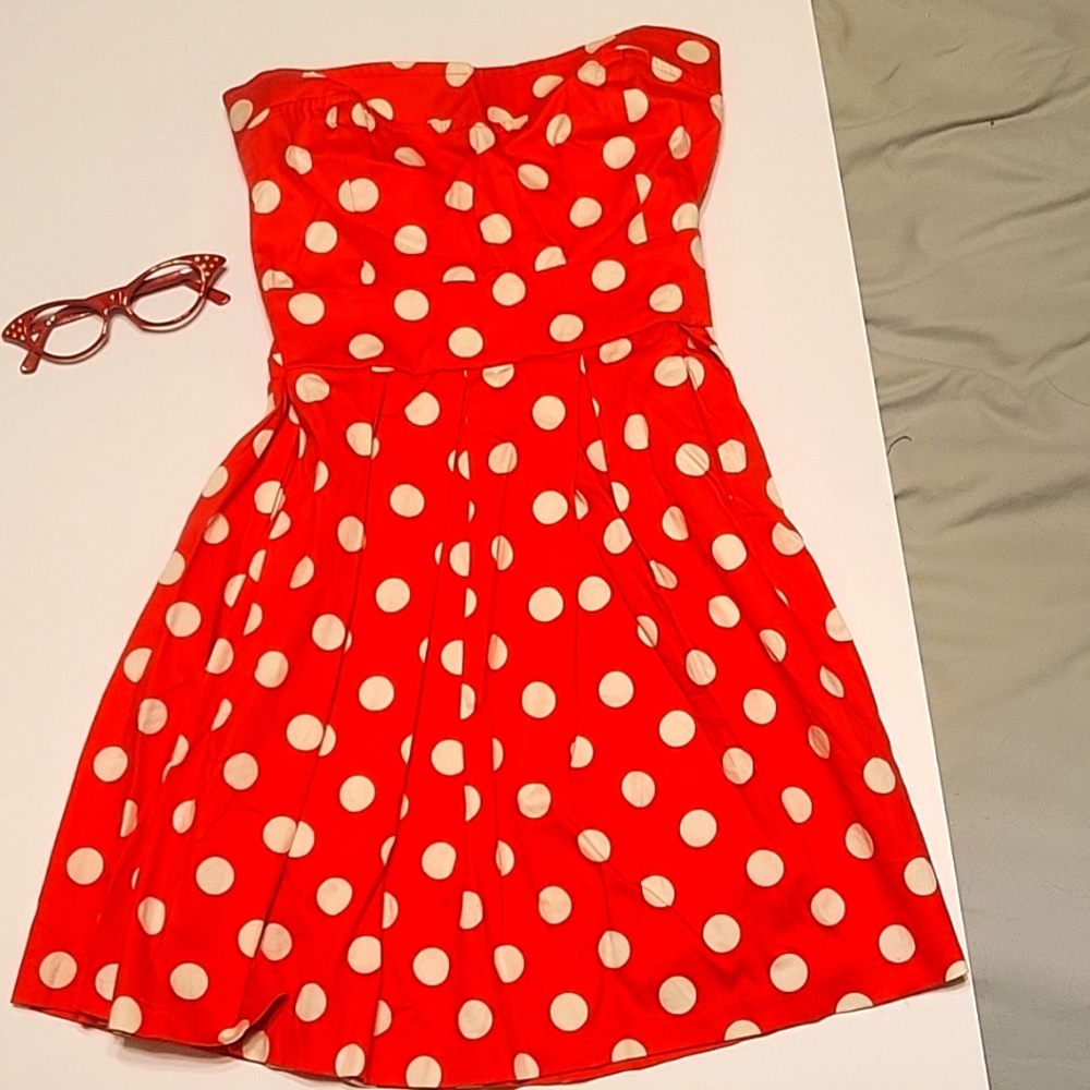 Pinup dress S Red with White Polka dot fit & flare Disney bound Dress